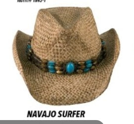 Navajo Surfer Hat turquoise blue cowboy hat SMALL MEDIUM OR LARGE