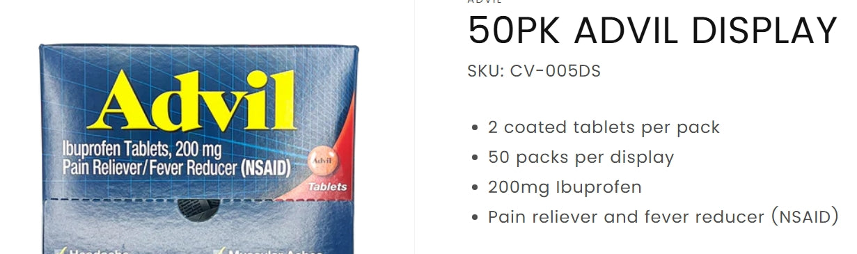ADVIL DISPLAY 50pk medication