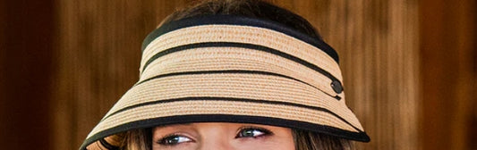 Petite Savannah Visor-Camel/Black Stripes WALLAROO HAT