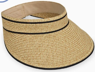 Lily Visor-Carkella-Beige/Black Stripe (NO MAGNET) WALLAROO HAT VISOR