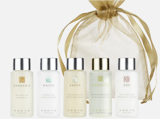 Zents traveler kit sample small bottles in bag